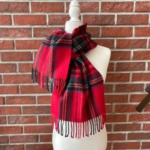 •Grant Thomas 100% Wool Plaid Fringed Scarf 60”x11.5”